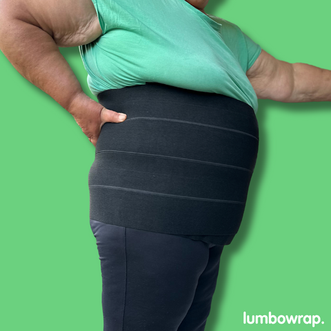 Lumbowrap® - Plusstorleken Abdominal wrap för komplett ländryggstöd (övre ryggsmärtlindring)
