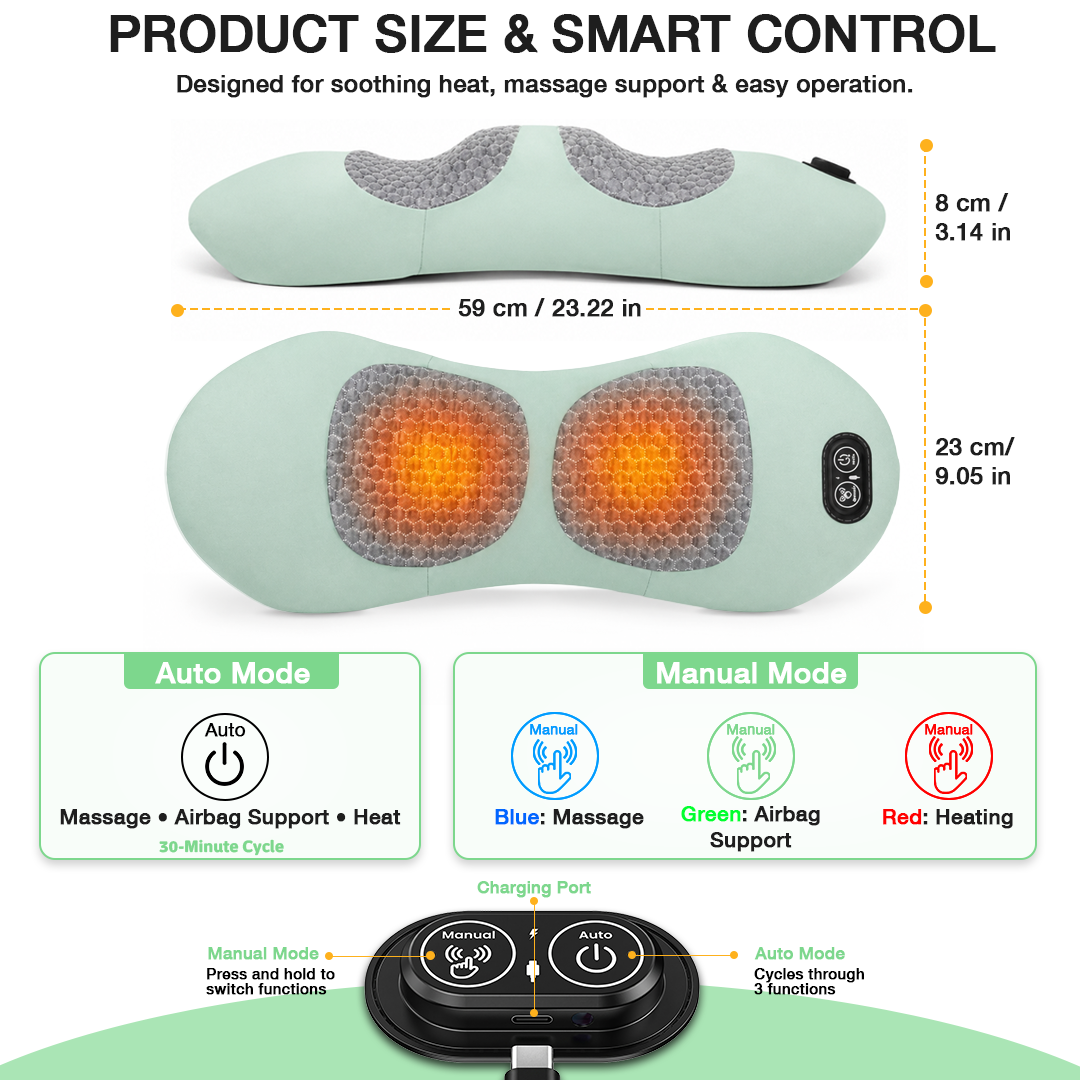 3 in 1 Electric Lumbar Pillow With Spinal Heat Pulse Therapy