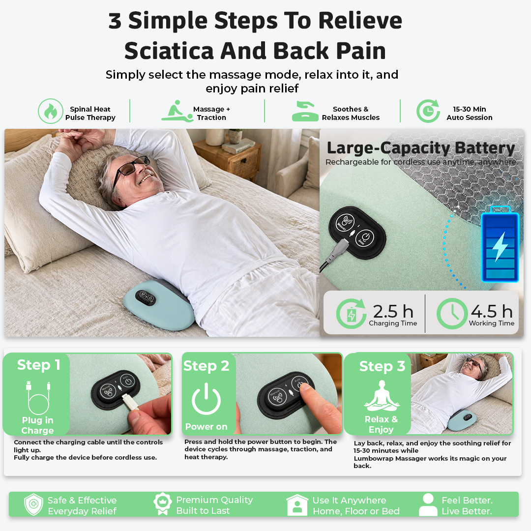 3 in 1 Electric Lumbar Pillow With Spinal Heat Pulse Therapy